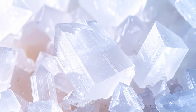 Cool Toned Transparent Crystal Formation with Soft Light for Clean Minimal Abstract Background