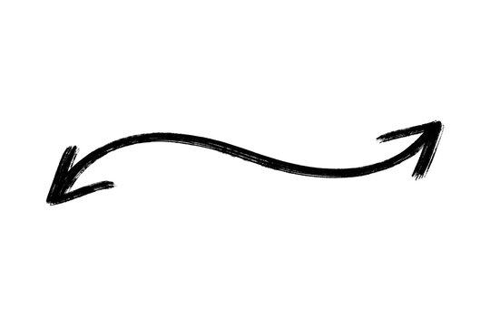 hand drawn black double sided curved arrow