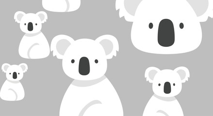 Cute White Koala Bears Pattern on Gray Background © christina