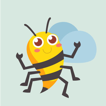Cute Bumble Bee Character Cartoon