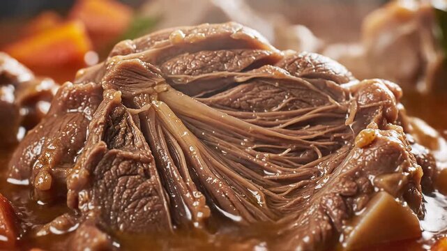 Tender Braised Beef Stew with Carrots and Potatoes.