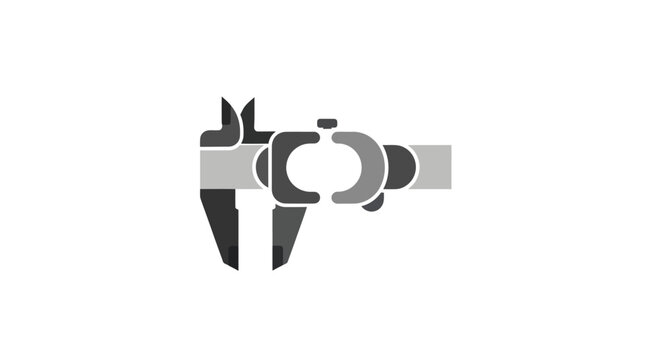 Calipers measuring a circular object, precision engineering icon