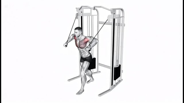 Cable Crossover Chest Exercise Muscle Activation Animation Gym Workout Loop