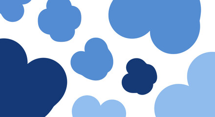Fototapeta premium Abstract blue cloud shapes on white background