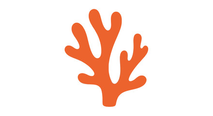 Obraz premium Vibrant Orange Coral Branch Silhouette Isolated on White Background