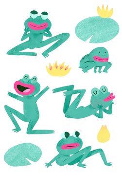 Frog Characters in Different Poses