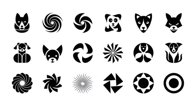 Black and white vector graphic elements