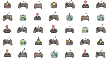 Retro Pixel Art Video Game Controllers Pattern Background © Kristina
