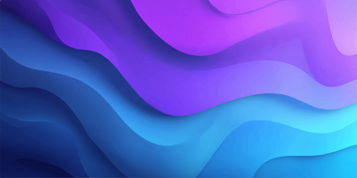 A vibrant and dynamic abstract design showcasing a gradient of layered, flowing waves in shades of blue and purple.  It evokes a sense of movement, depth, and creative expression.