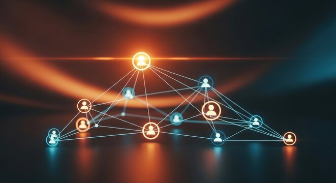 Glowing network connections linking illuminated human icons, symbolizing communication