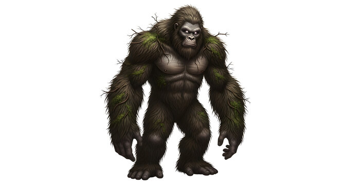 Large hairy gorilla figure with mossy details