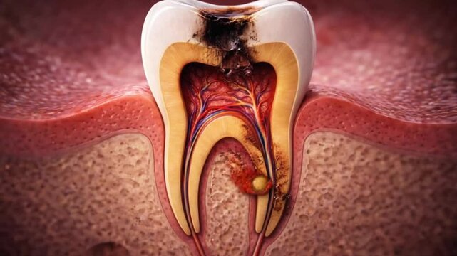 Tooth Infection Spread Animation 4K Dental Disease Progression Medical Loop