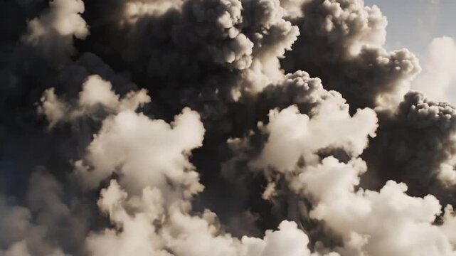 Rising wall of endless smoke steam loop shows dense clouds billowing upward in continuous motion at an unspecified location