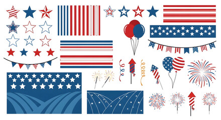 Obraz premium 4th of July patriotic elements and icons set