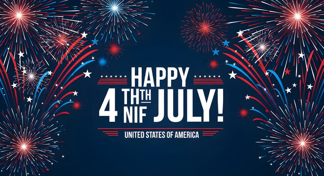 vibrant 4th of july fireworks celebration with usa patriotic banner and night sky