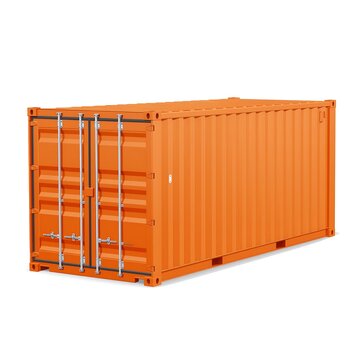 Large orange shipping cargo container storage.