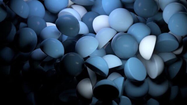 Flipping hemi spheres geometric shapes 3D motion background.