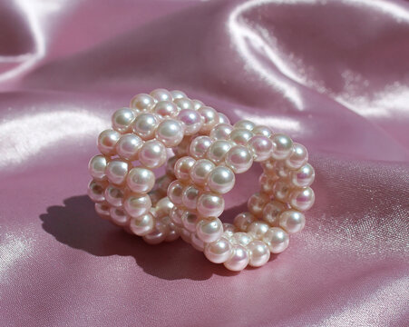 Pearl Bracelet on Silk Fabric, Luxury Jewelry Product