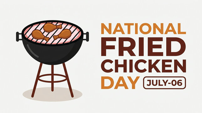 National fried chicken day celebration design with a barbecue grill and drumsticks