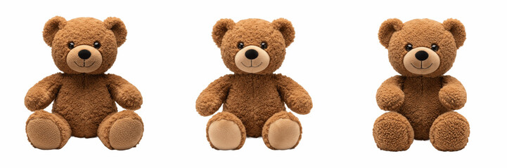 Fototapeta premium Set and collection of brown teddy bear toy isolated on white transparent png background