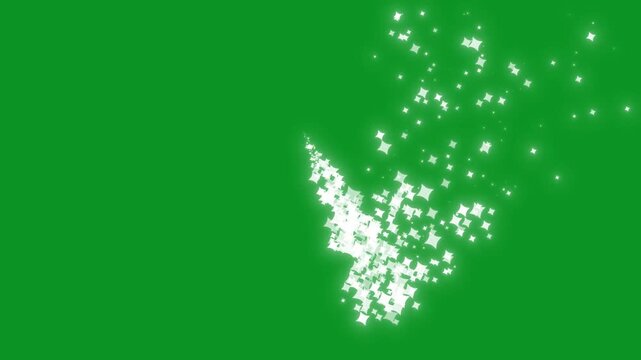 Luxury White Glitter Sparkles Line Trail Magic Dust Pixie Dust Path Christmas Stars on Green Screen Background, Shining Glitter Star Sparkle Animation Glowing Dust Trails Twinkling Fairy Sparkles. 4k