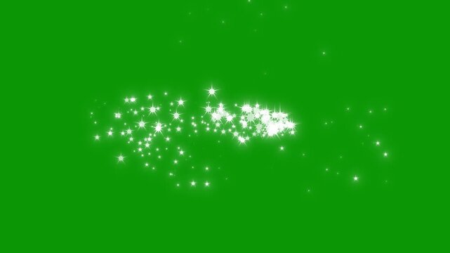 Luxury White Glitter Sparkles Line Trail Magic Sparkle Glitter Line Star, Magic Dust Pixie Dust Path Christmas Star Isolated on Green Screen Background, Dreamy Shimmer Particle Motion Design Path. 4k