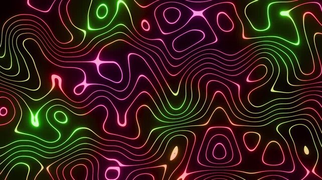 Hypnotic colorful bending wave lines seamless loop animation