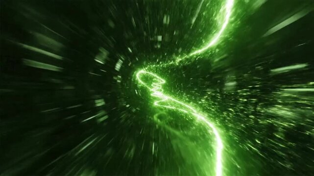 Green line shine speed loop animation created using VSRExport shows a fast-moving light effect in a swirling pattern