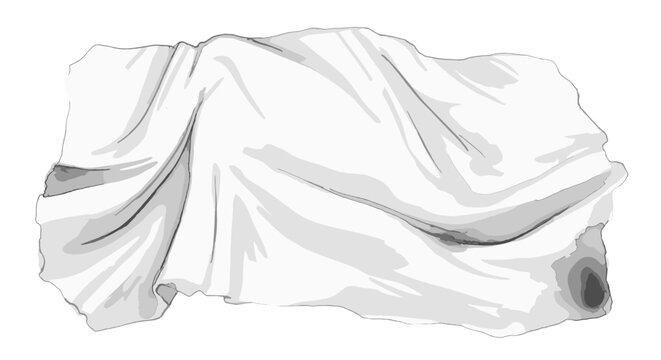 Draped fabric with flowing folds and soft texture