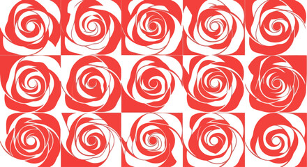 Fototapeta premium Abstract Red Rose Pattern, Geometric Floral Design, Modern Graphic Art