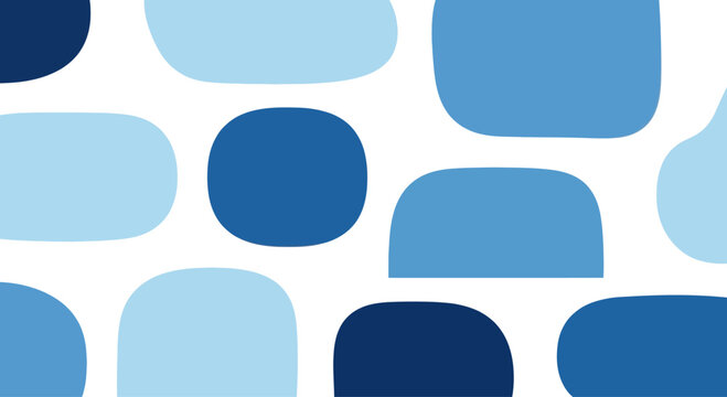 Abstract Blue Shapes Pattern, Rounded Rectangles and Circles Background