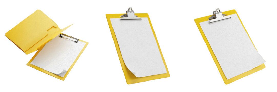 Set and collection of white clipboard isolated on white transparent png background