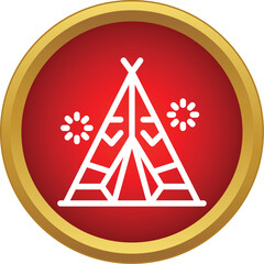Tepee icon representing traditional native american dwelling in a vibrant red circle © ylivdesign