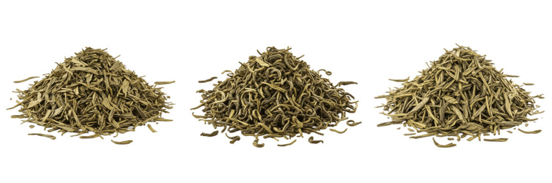 Set and collection of dried cumin seeds pile isolated on white transparent png background
