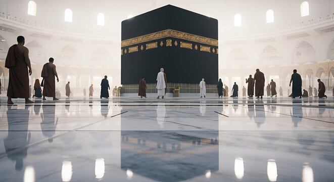 Pilgrims circumambulate the Kaaba, Islam's holiest site, in Mecca's Grand Mosque during Hajj.