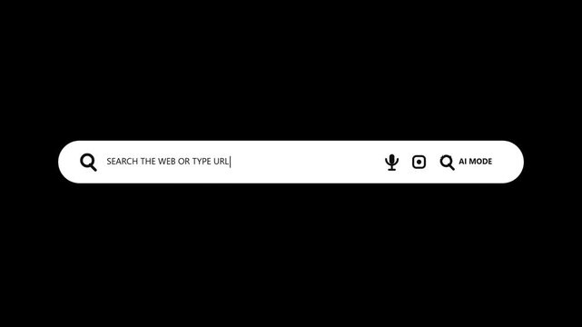 Modern white search engine bar with voice search and ai mode icons for web browsing and information retrieval