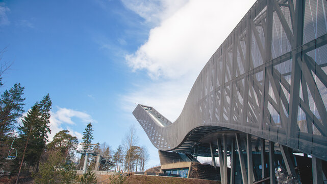 Holmenkollen Ski Jump, Oslo Norway, April 2026, used in the 1952 Winter Olympics. 