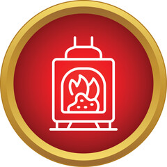 Naklejka premium Wood burning stove icon representing heat, comfort, and winter home warmth