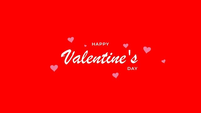 Minimalist Happy Valentine's Day greeting with elegant white script and pink heart icons for romantic events