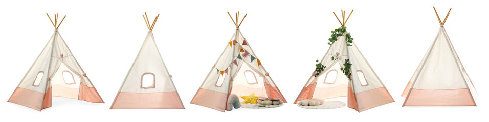 Cute wigwam for children isolated on white, set © New Africa