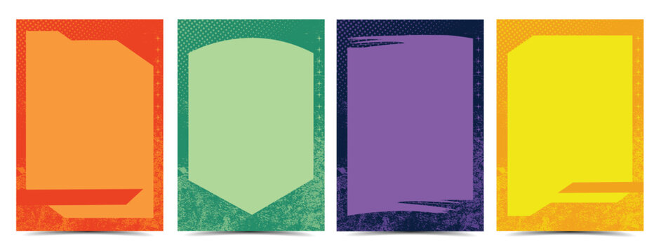 grunge card border photo frame template set vector