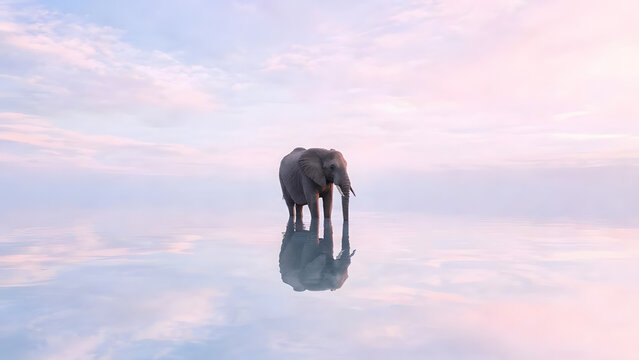 Elephant Reflection Calm Minimal Landscape