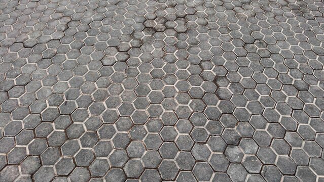 Grey Hexagonal Concrete Pavement Tiles Texture