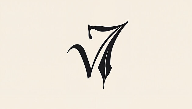 Stylized black monogram design on cream background
