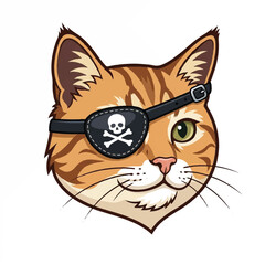 Obraz premium Cartoon Cat with Pirate Eye Patch and Playful Expression.