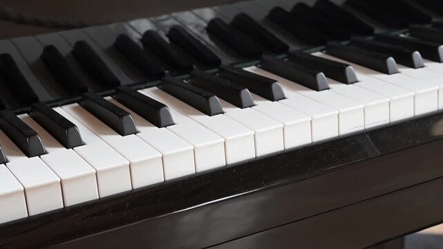 Closeup of moving piano keys on automatic play