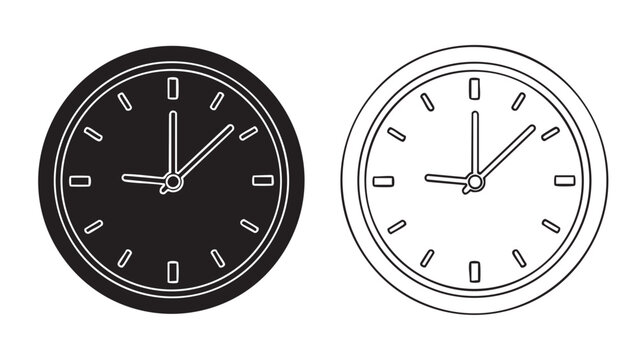 Clock face silhouette and outline