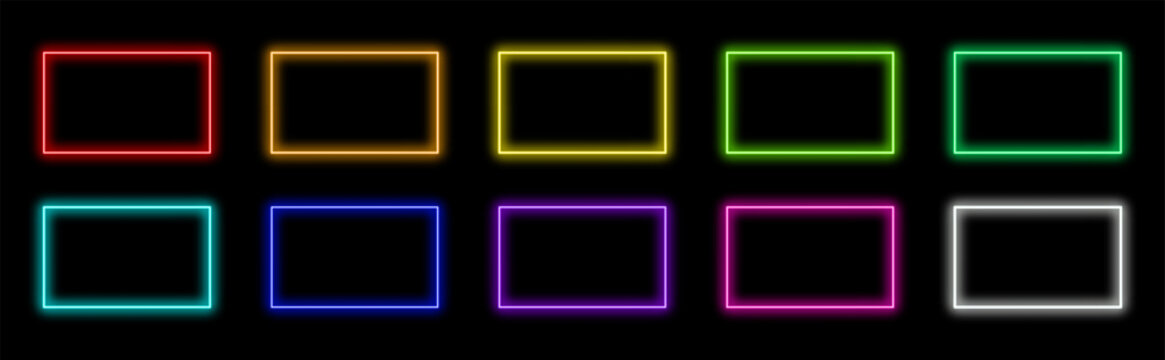 Rectangle neon. Rectangle neon vector. Rectangle neon icon