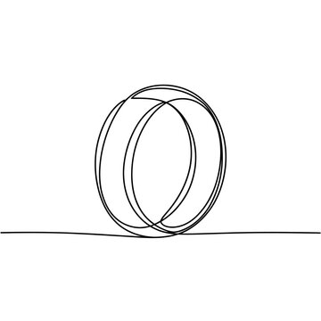 Simple minimalist line art of two overlapping circles on flat surface