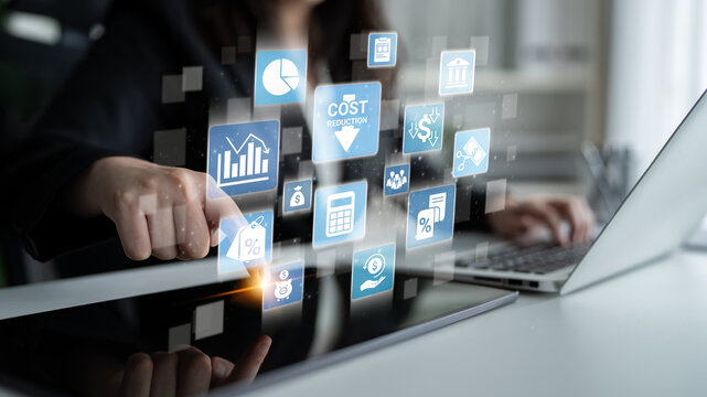Cost reduction and cost saving through digital transformation, business cost optimization, operational cost reduction, financial savings, and resource efficiency strategy for business success. Entice